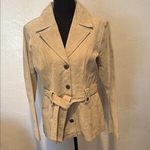 Women's Tan Suede Belted Jacket